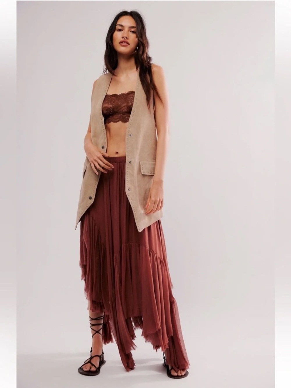 We The Free Low Rider Suede Vest XS light tan 70's style *SEE DESCRIPTION*